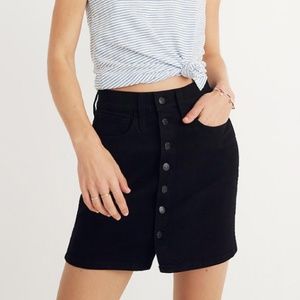 Madewell Denim Mini Skirt in Black Frost Button Up